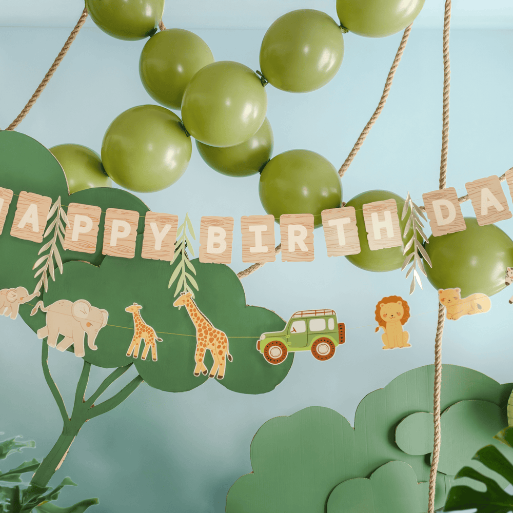 Safari Happy Birthday Banner - Safari Birthday Party Supplies Bunting Safari Happy Birthday Banner