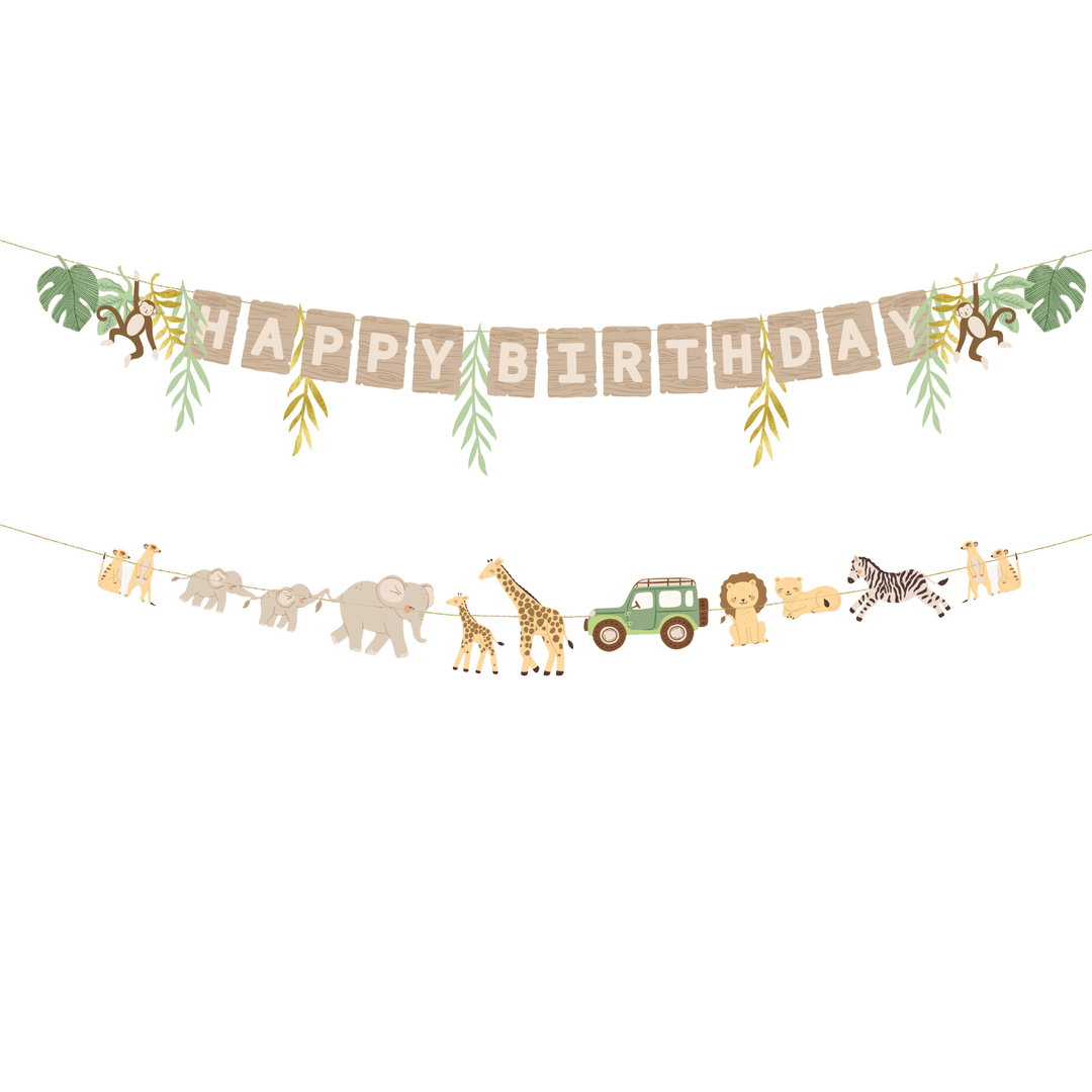 Safari Happy Birthday Banner - Safari Birthday Party Supplies Bunting Safari Happy Birthday Banner
