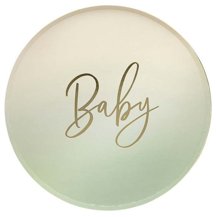 Sage Green Baby Shower Paper Plates x 8 - Eucalyptus Baby Shower Supplies Disposable Plates Sage Green Baby Shower Paper Plates x 8