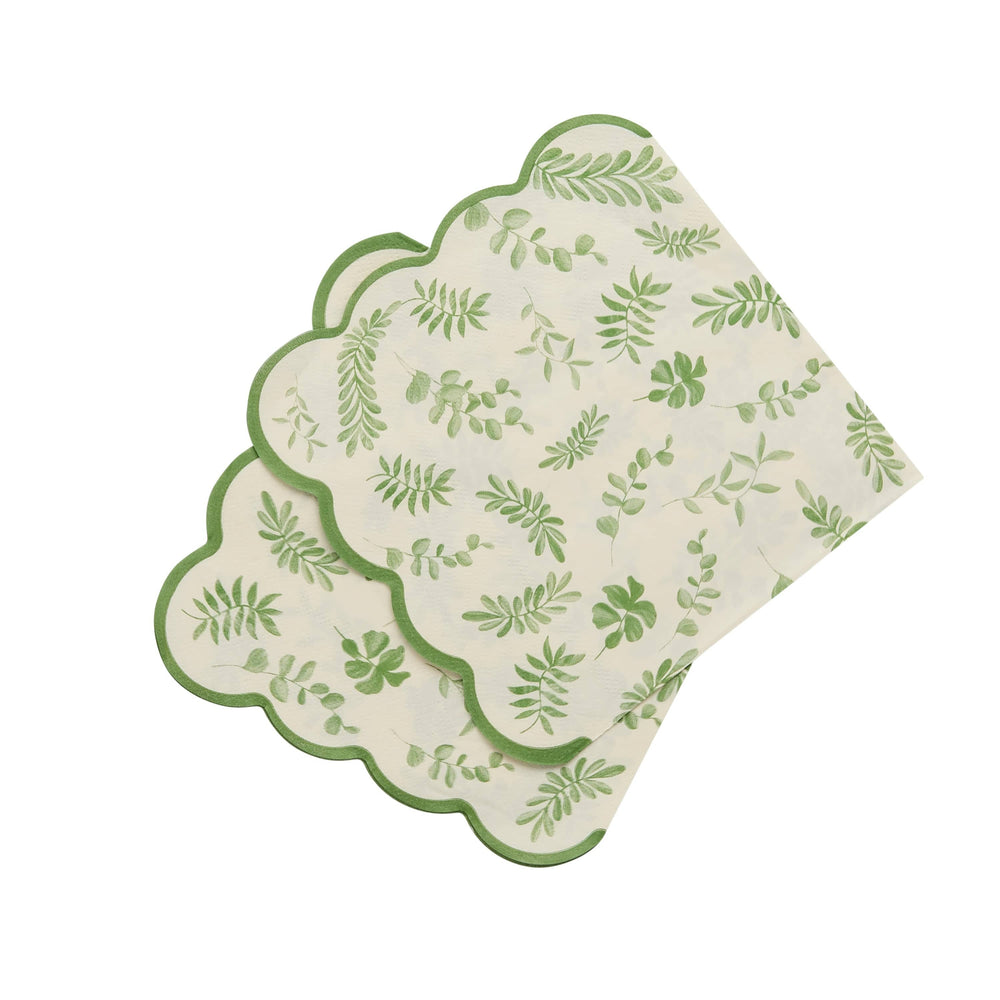 Sage Green Botanical Party Napkins x 16 Disposable Plates Sage Green Botanical Party Napkins x 16