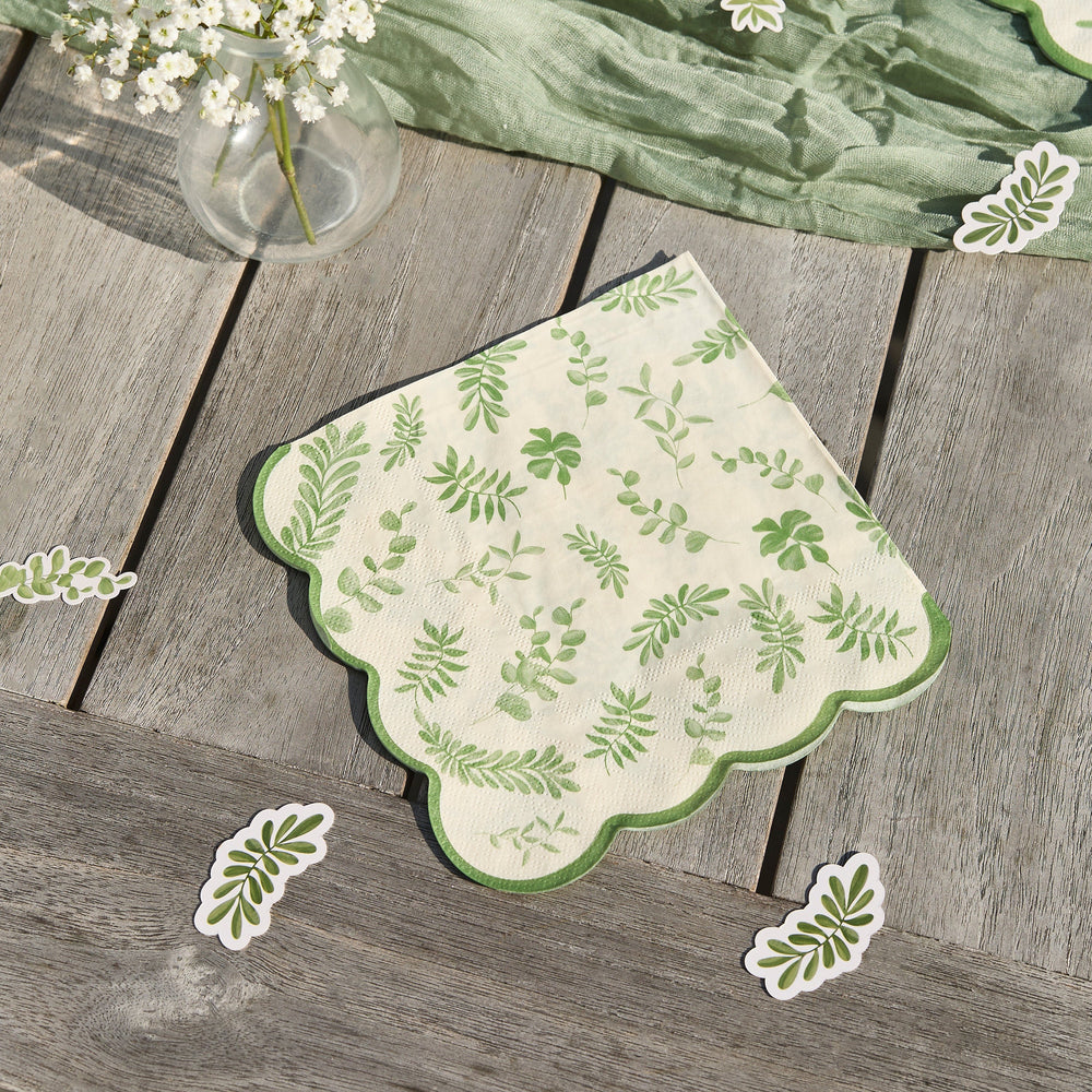 Sage Green Botanical Party Napkins x 16 Disposable Plates Sage Green Botanical Party Napkins x 16