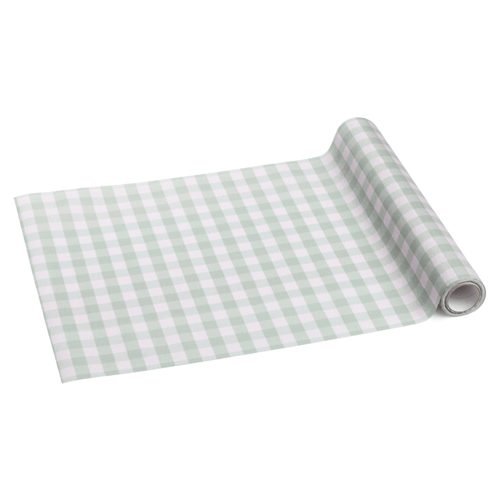 Sage Green Gingham Party Table Runner tabel runner Sage Green Gingham Party Table Runner