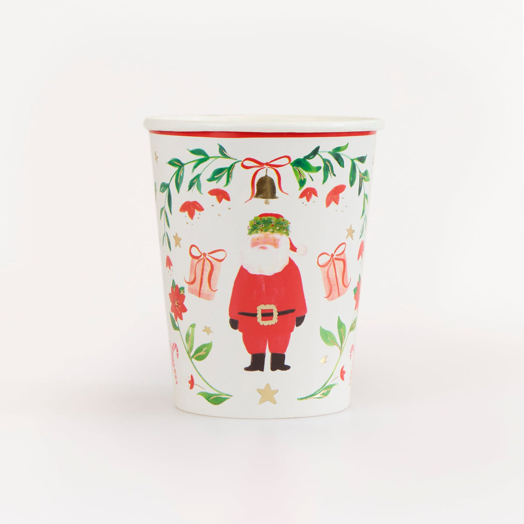 Santa Claus Patterned Christmas Party Cups x 8 | Meri Meri Christmas Table party cups Santa Claus Patterned Christmas Party Cups x 8