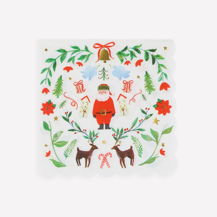 Santa Claus Patterned Large Christmas Party Napkins x 16 | Meri Meri Christmas Table party napkins Santa Claus Patterned Large Christmas Party Napkins x 16