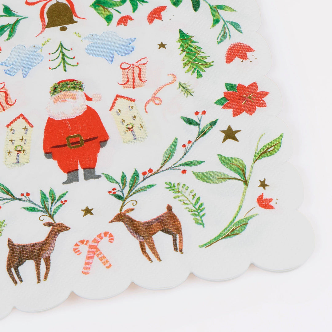 Santa Claus Patterned Large Christmas Party Napkins x 16 | Meri Meri Christmas Table party napkins Santa Claus Patterned Large Christmas Party Napkins x 16