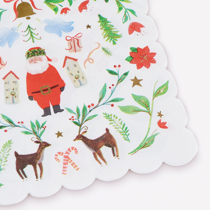Santa Claus Patterned Small Christmas Party Napkins x 16 | Meri Meri Christmas Table party napkins Santa Claus Patterned Small Christmas Party Napkins x 16