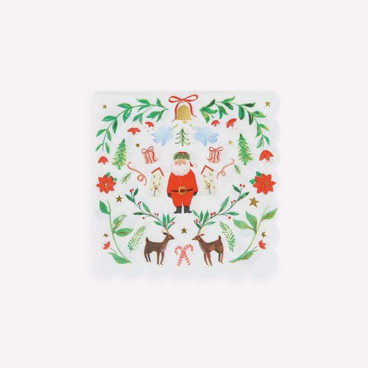 Santa Claus Patterned Small Christmas Party Napkins x 16 | Meri Meri Christmas Table party napkins Santa Claus Patterned Small Christmas Party Napkins x 16