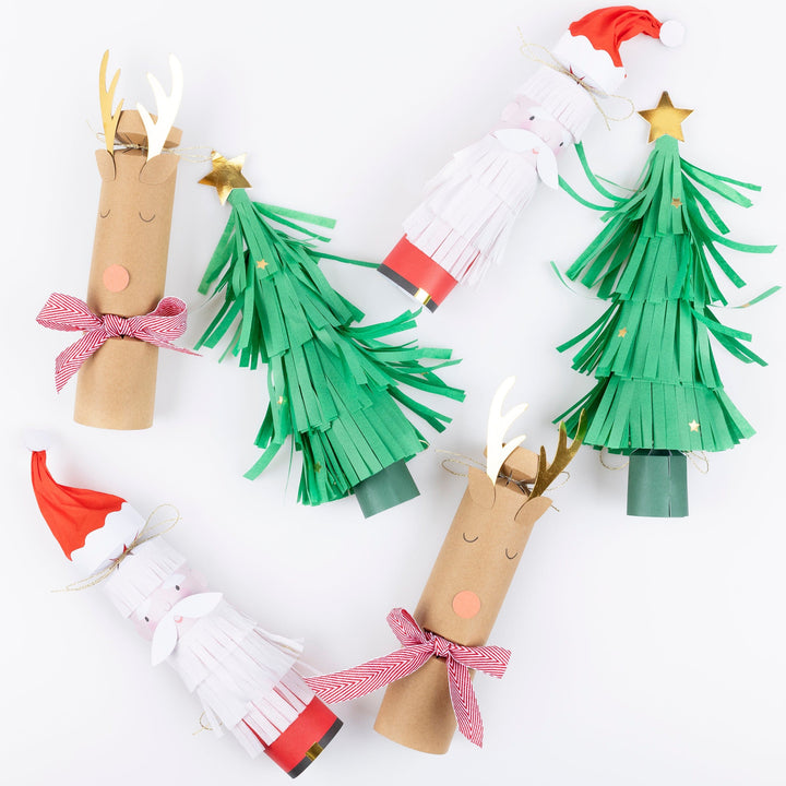 Santa, Reindeer &amp; Tree Christmas Crackers x 6 | Meri Meri Christmas Crackers christmas crackers Santa, Reindeer &amp; Tree Christmas Crackers x 6