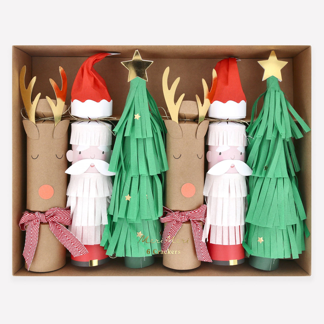 Santa, Reindeer &amp; Tree Christmas Crackers x 6 | Meri Meri Christmas Crackers christmas crackers Santa, Reindeer &amp; Tree Christmas Crackers x 6
