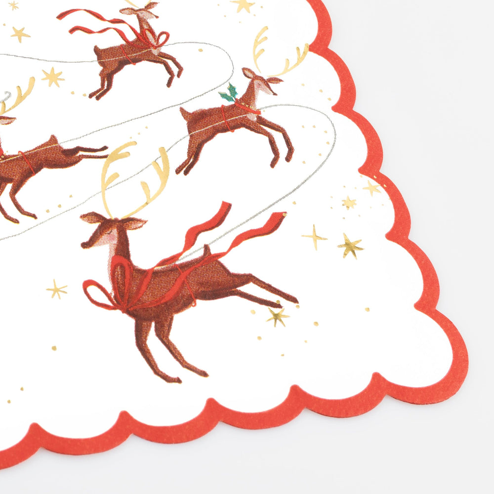 Santa, Sleigh & Reindeer Large Christmas Party Napkins x 16 | Meri Meri Christmas Table party napkins Santa, Sleigh & Reindeer Large Christmas Party Napkins x 16