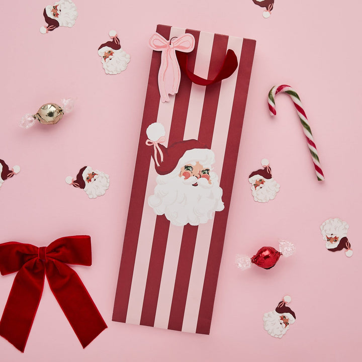 Santa &amp; Stripe Bottle Bag | Hootyballoo Christmas Bottle Gift Bag Gift Bags Santa &amp; Stripe Bottle Bag