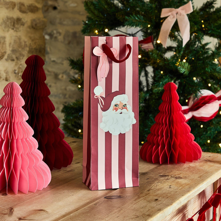 Santa &amp; Stripe Bottle Bag | Hootyballoo Christmas Bottle Gift Bag Gift Bags Santa &amp; Stripe Bottle Bag