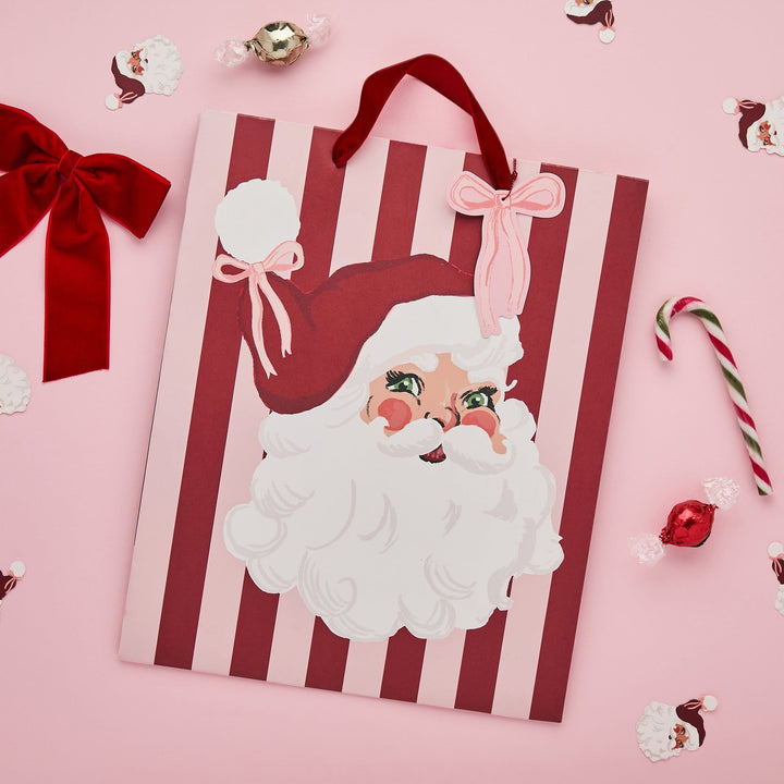 Santa &amp; Stripe Medium Gift Bag | Hootyballoo Christmas Gift Bags Gift Bags Santa &amp; Stripe Medium Gift Bag