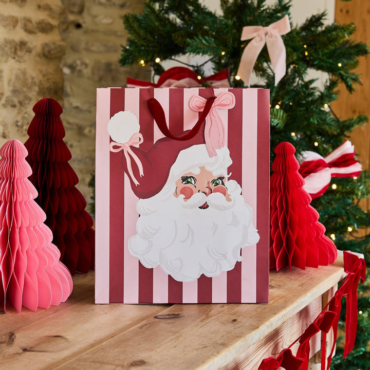 Santa &amp; Stripe Medium Gift Bag | Hootyballoo Christmas Gift Bags Gift Bags Santa &amp; Stripe Medium Gift Bag