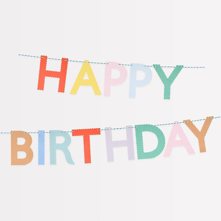 Scallop Bright Happy Birthday Party Garland | Meri Meri Bunting Scallop Bright Happy Birthday Party Garland