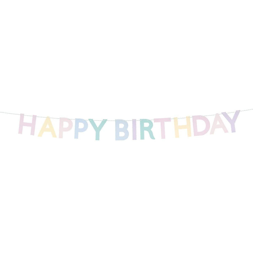 Scallop Pastel Happy Birthday Party Garland | Meri Meri Bunting Scallop Pastel Happy Birthday Party Garland