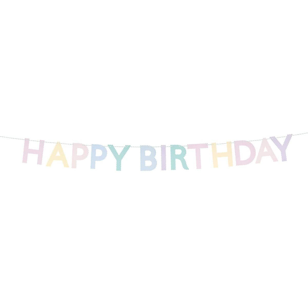 Scallop Pastel Happy Birthday Party Garland | Meri Meri Bunting Scallop Pastel Happy Birthday Party Garland