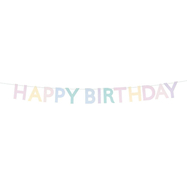 Scallop Pastel Happy Birthday Party Garland | Meri Meri Bunting Scallop Pastel Happy Birthday Party Garland