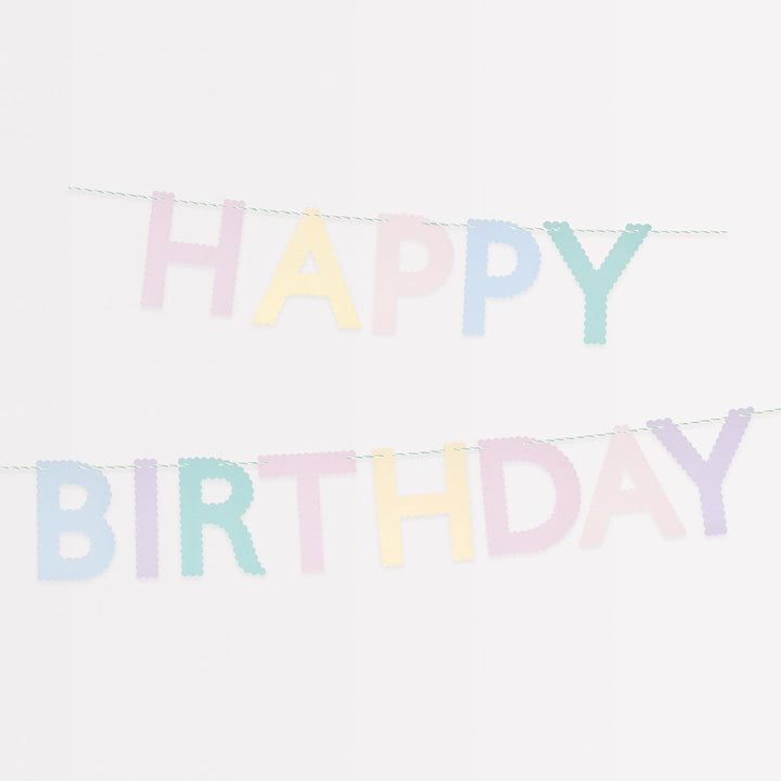 Scallop Pastel Happy Birthday Party Garland | Meri Meri Bunting Scallop Pastel Happy Birthday Party Garland
