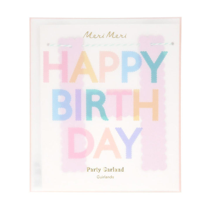 Scallop Pastel Happy Birthday Party Garland | Meri Meri Bunting Scallop Pastel Happy Birthday Party Garland