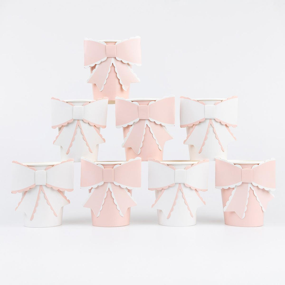 Scalloped Bow Party Cups x 8 | Meri Meri party cups Scalloped Bow Party Cups x 8