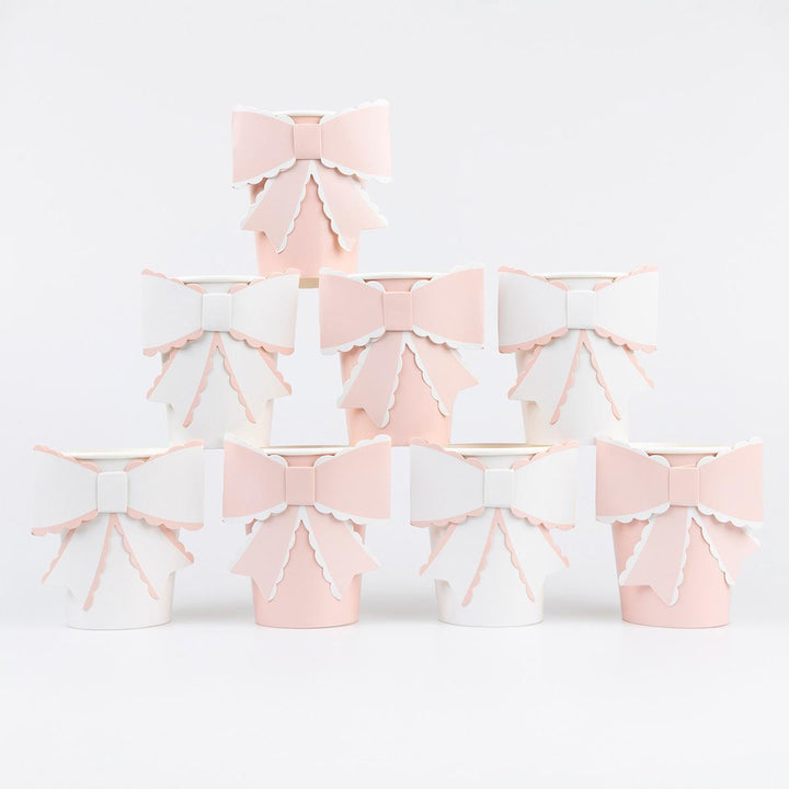 Scalloped Bow Party Cups x 8 | Meri Meri party cups Scalloped Bow Party Cups x 8