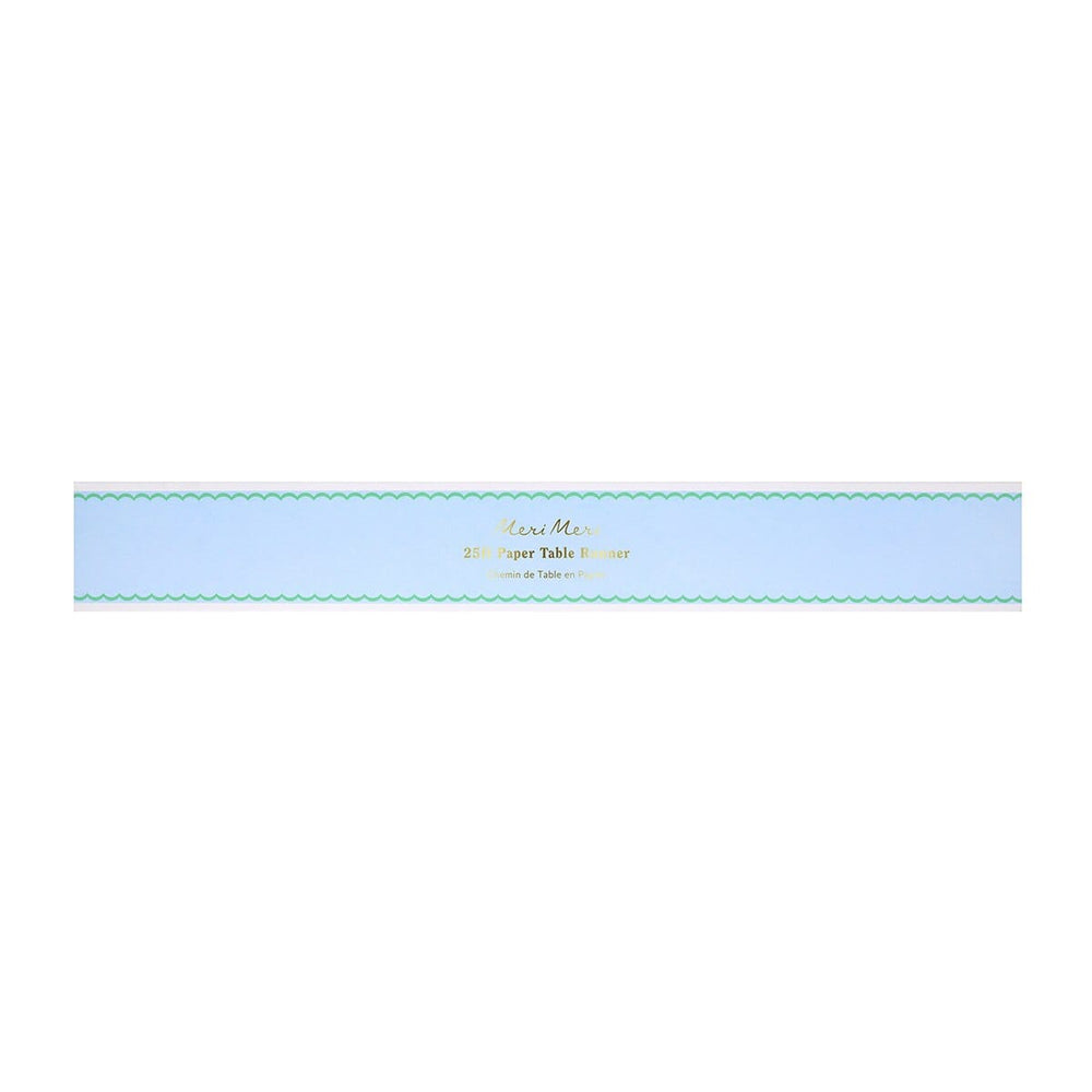 Scalloped Edge Blue Green Paper Table Runner | Meri Meri Tableware Scalloped Edge Blue Green Paper Table Runner