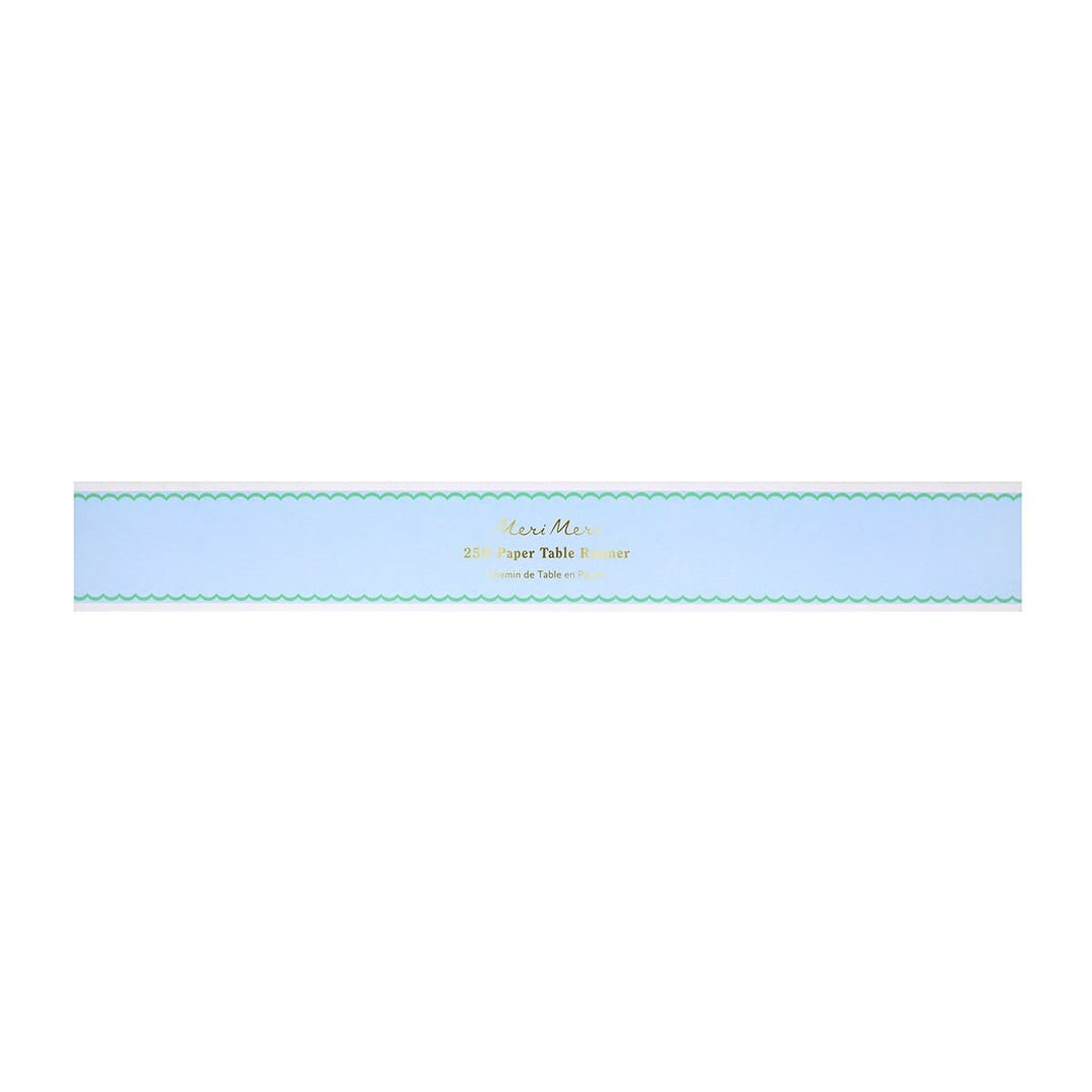 Scalloped Edge Blue Green Paper Table Runner | Meri Meri Tableware Scalloped Edge Blue Green Paper Table Runner