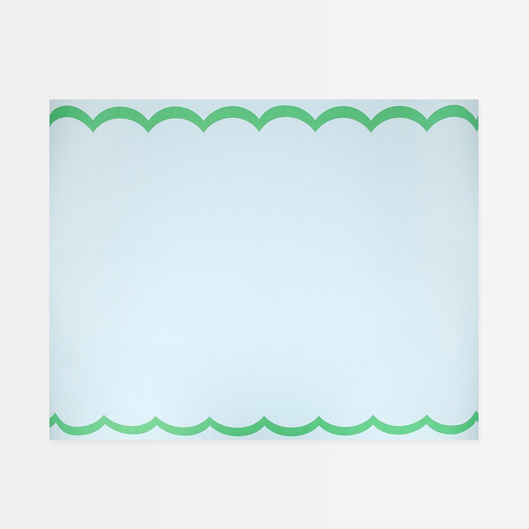 Scalloped Edge Blue Green Paper Table Runner | Meri Meri Tableware Scalloped Edge Blue Green Paper Table Runner