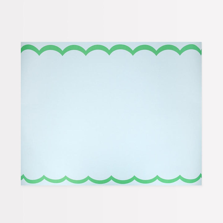 Scalloped Edge Blue Green Paper Table Runner | Meri Meri Tableware Scalloped Edge Blue Green Paper Table Runner