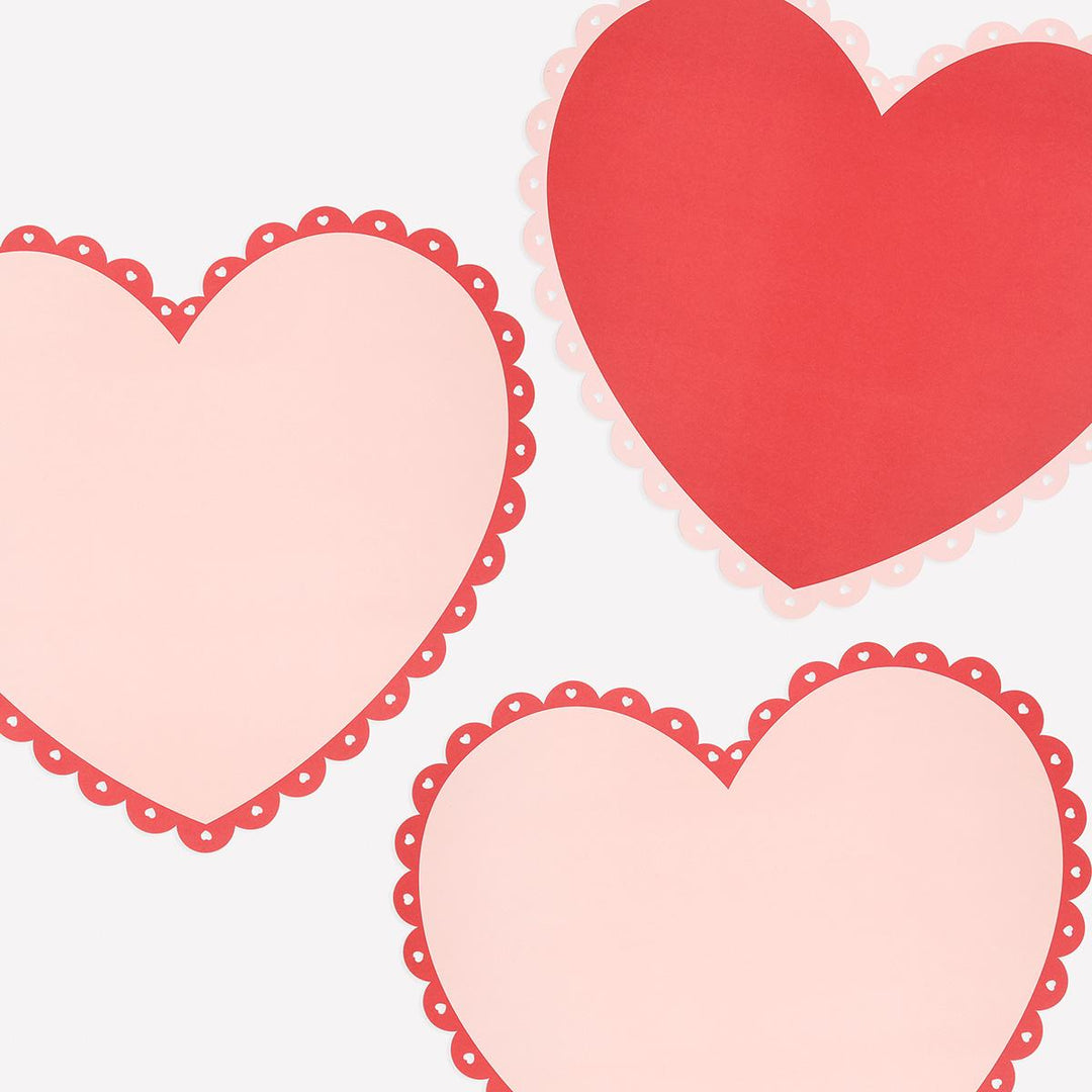 Scalloped Heart Paper Party Placemats x 12 | Meri Meri Placemats Scalloped Heart Paper Party Placemats x 12