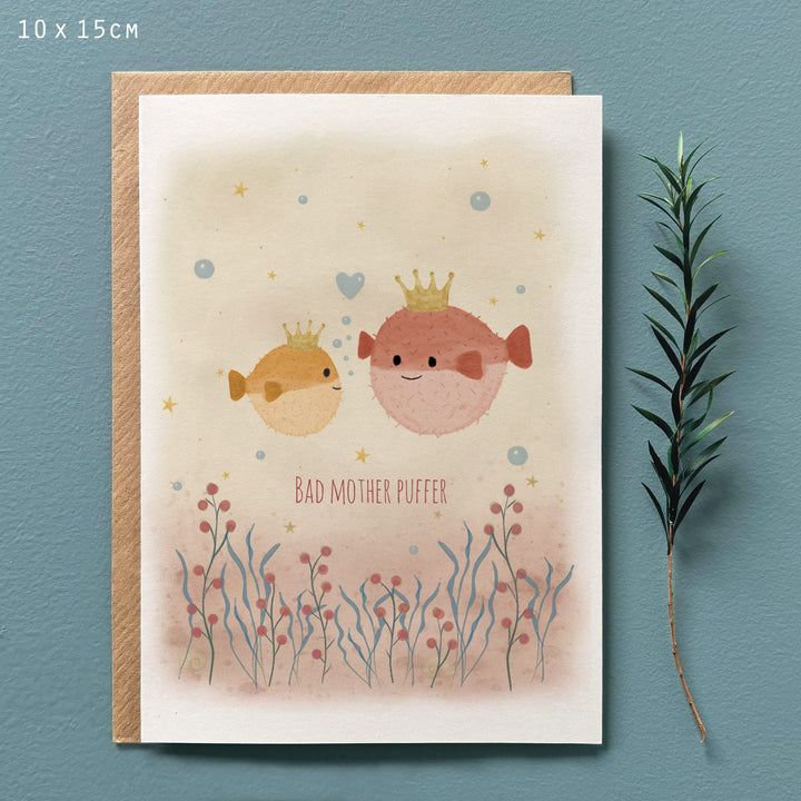 Sealife Greetings Card, Bad Mother Puffer | East of India Greetings Card East of India Sealife Greetings Card - Bad Mother Puffer