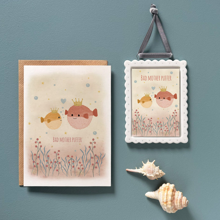 Sealife Greetings Card, Bad Mother Puffer | East of India Greetings Card East of India Sealife Greetings Card - Bad Mother Puffer