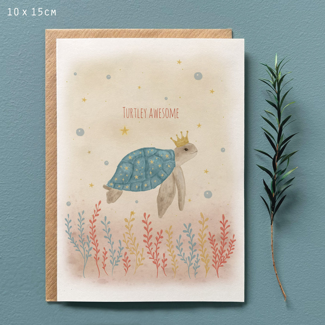 Sealife Greetings Card, Turtley Awesome | East of India Greetings Card East of India Sealife Greetings Card - Turtley Awesome