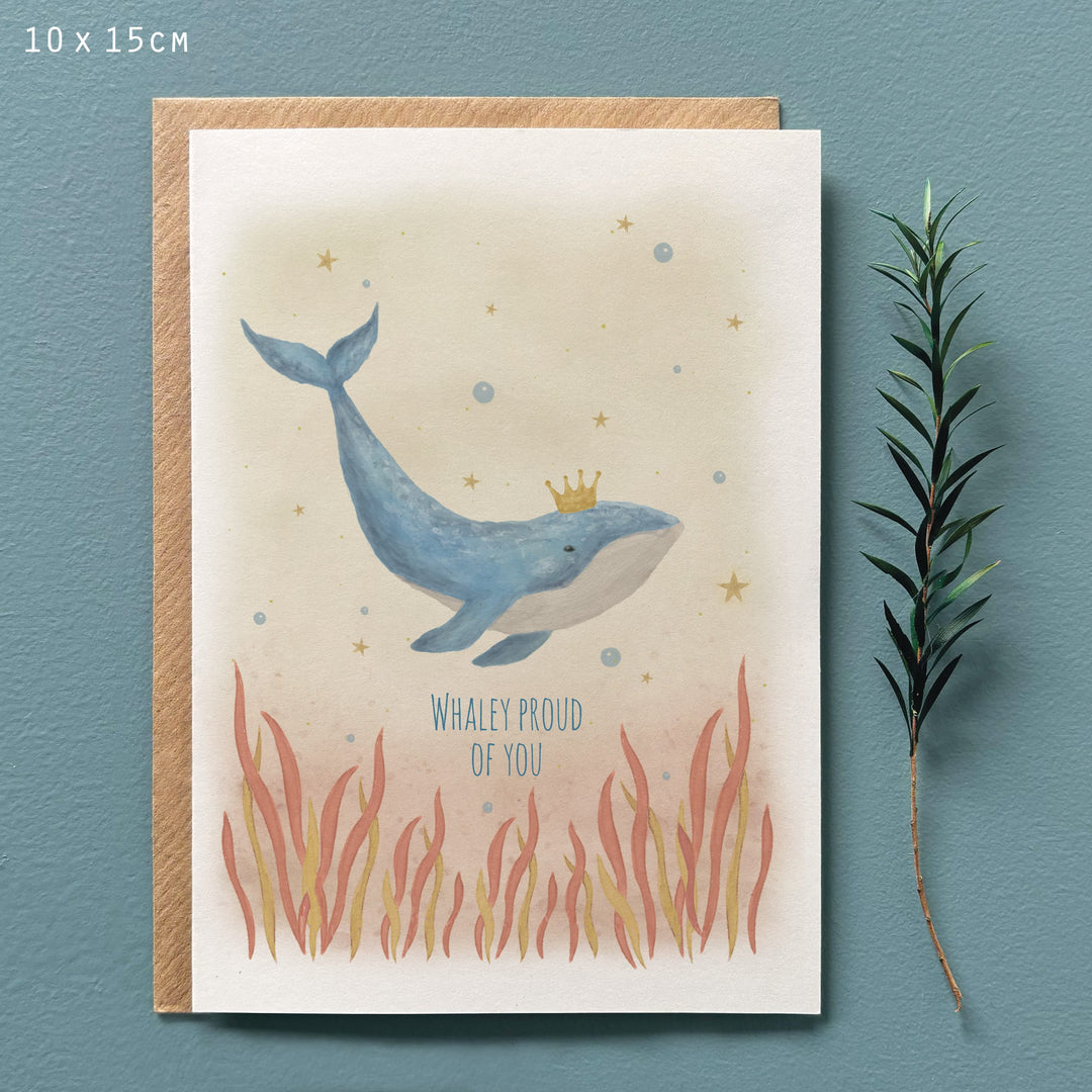 Sealife Greetings Card, Whalely Proud of You | East of India Greetings Card East of India Sealife Greetings Card - Whalely Proud of You