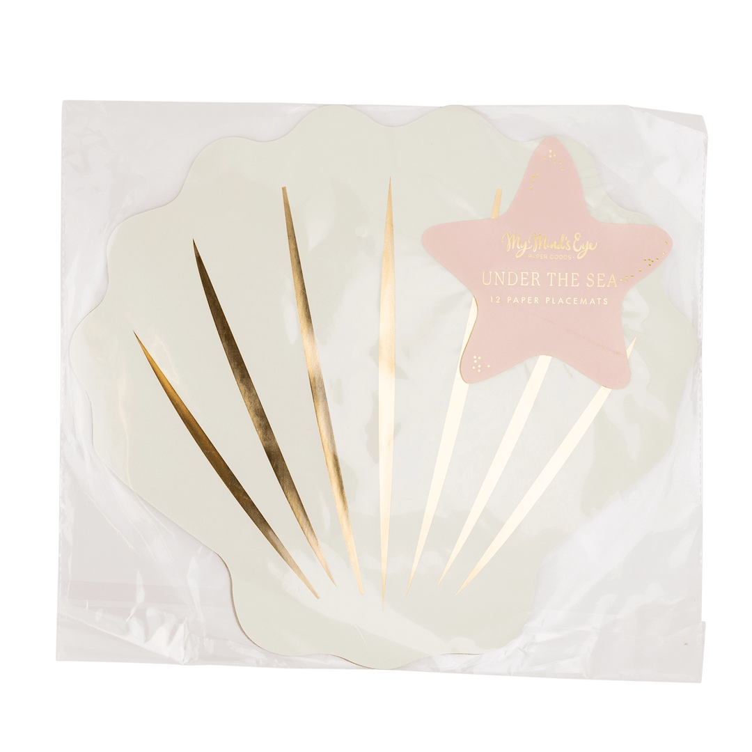Seashell Party Paper Placemats x 12 - Under the sea party decorations place mat Seashell Party Paper Placemats x 12