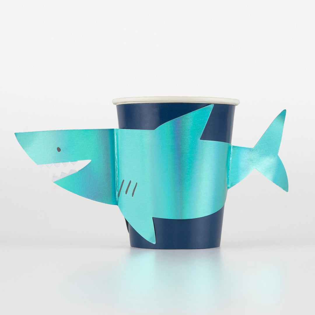 Shark Cups x 8 | Sea Party Tableware UK Tableware Shark Cups x 8