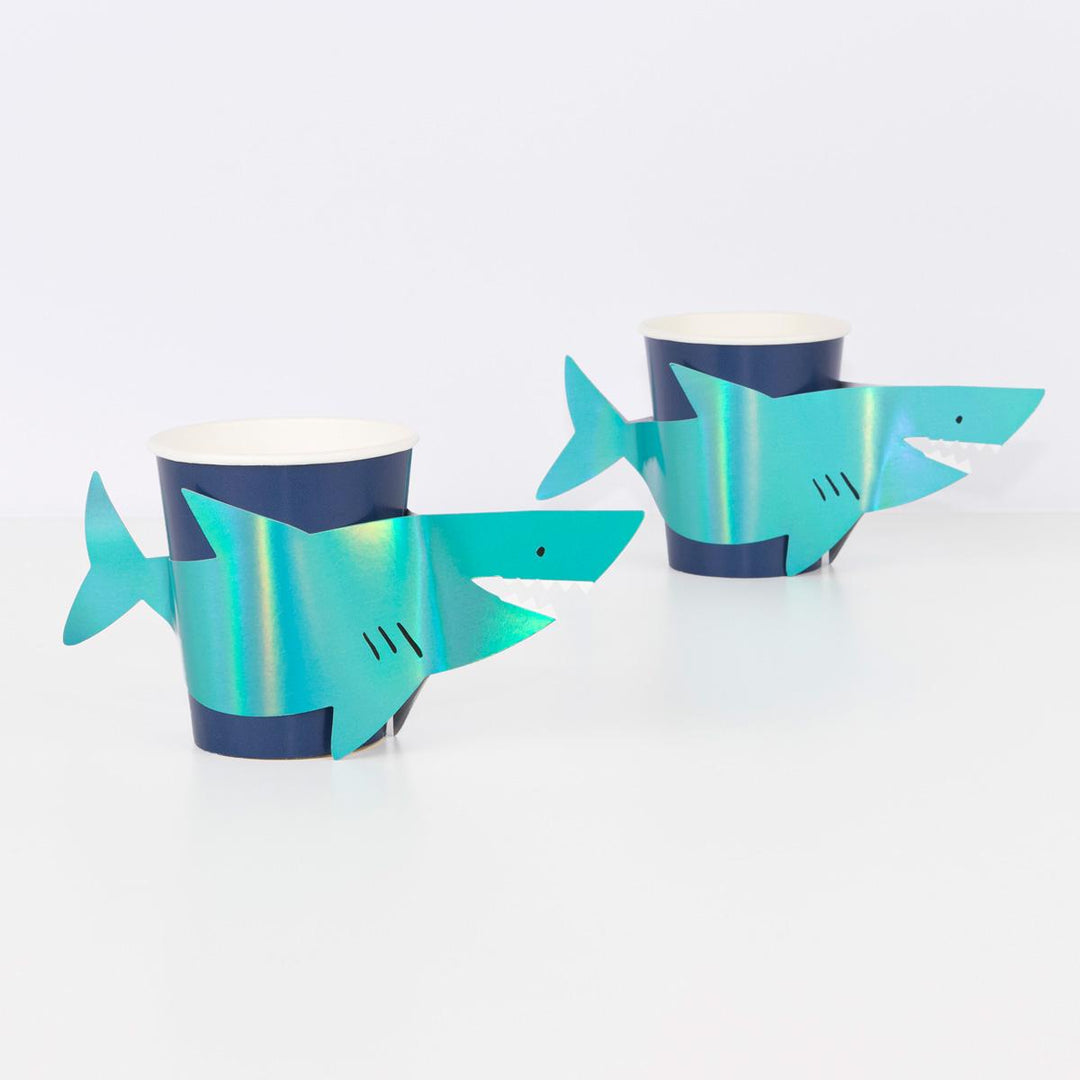 Shark Cups x 8 | Sea Party Tableware UK Tableware Shark Cups x 8