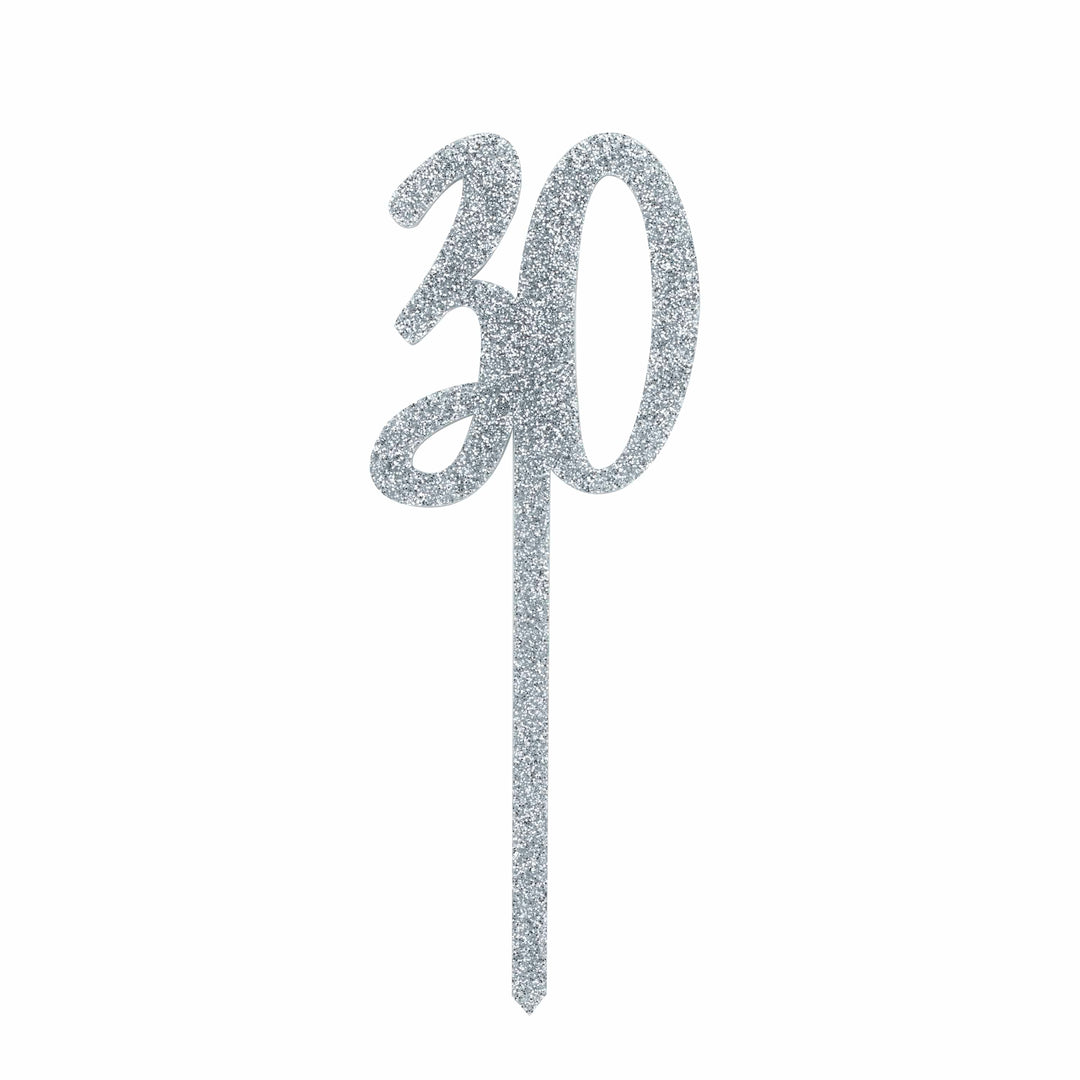 Silver 30 Cake Topper - 30th Birthday Cake Topper Cake Topper Silver 30 Cake Topper