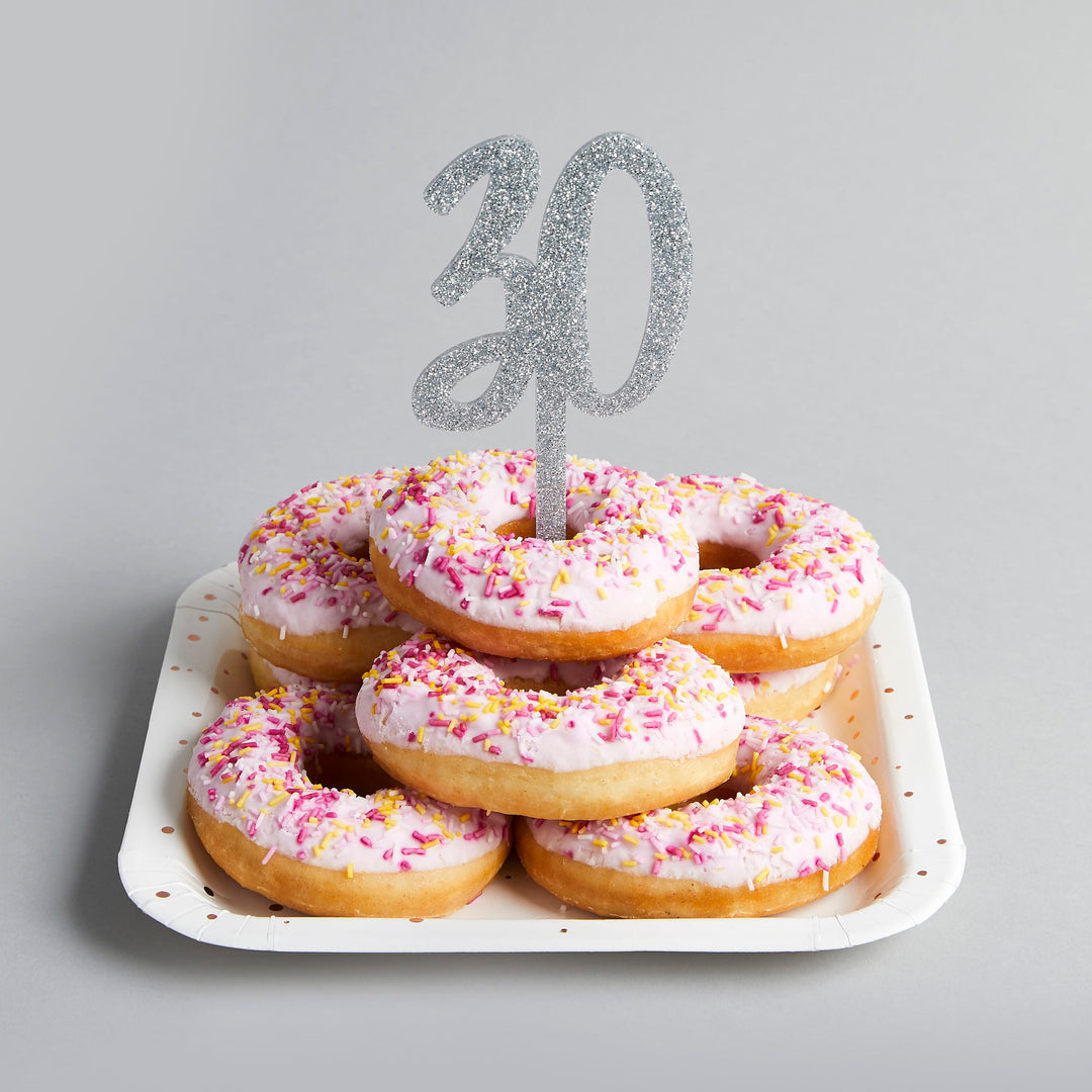 Silver 30 Cake Topper - 30th Birthday Cake Topper Cake Topper Silver 30 Cake Topper