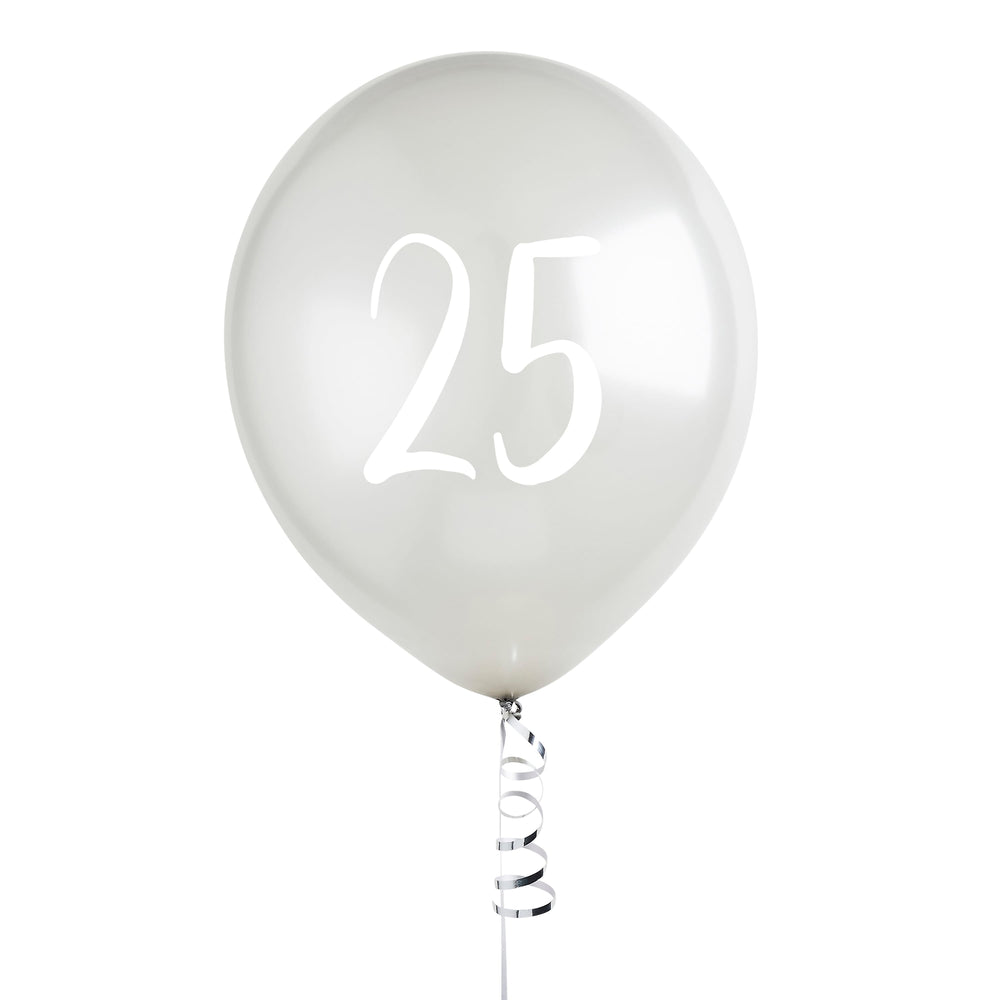 Silver Anniversary Number 25 Balloons x 5 Balloons Silver Anniversary Number 25 Balloons x 5