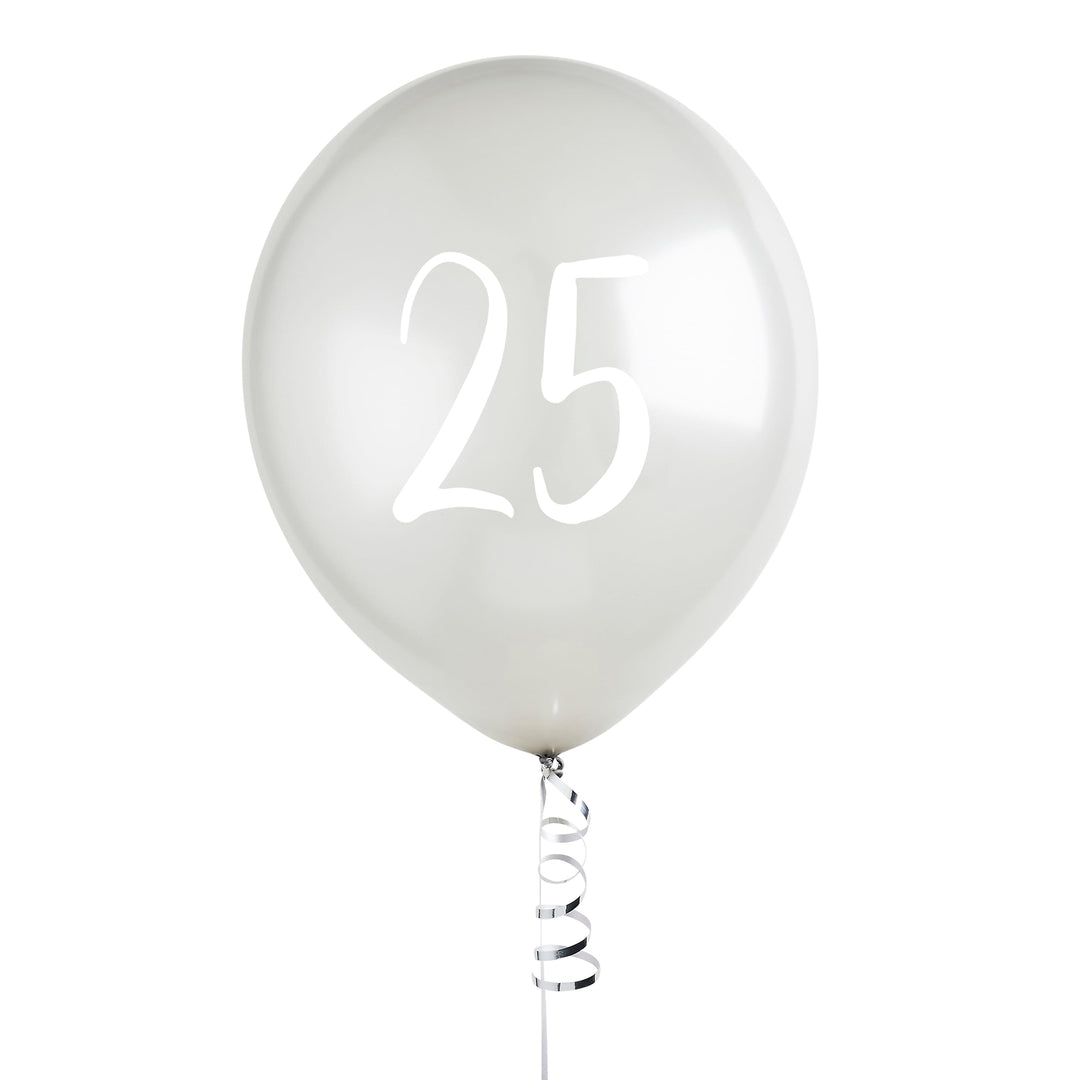 Silver Anniversary Number 25 Balloons x 5 Balloons Silver Anniversary Number 25 Balloons x 5