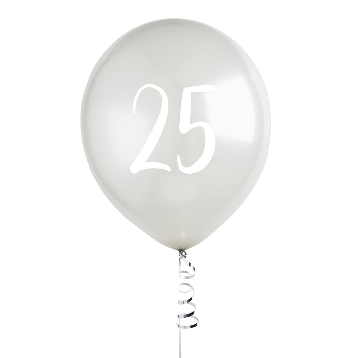 Silver Anniversary Number 25 Balloons x 5 Balloons Silver Anniversary Number 25 Balloons x 5