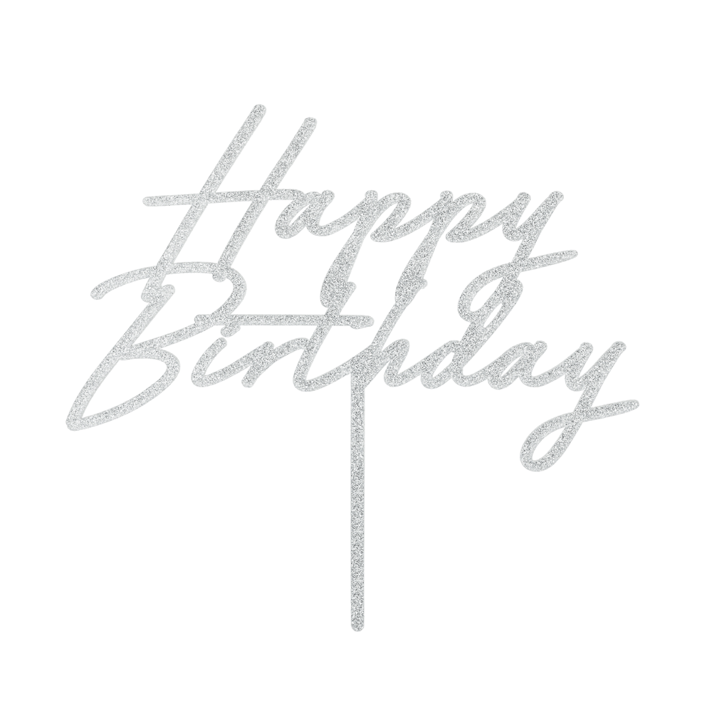 Silver Glitter Happy Birthday Cake Topper Cake Topper Silver Glitter Happy Birthday Cake Topper