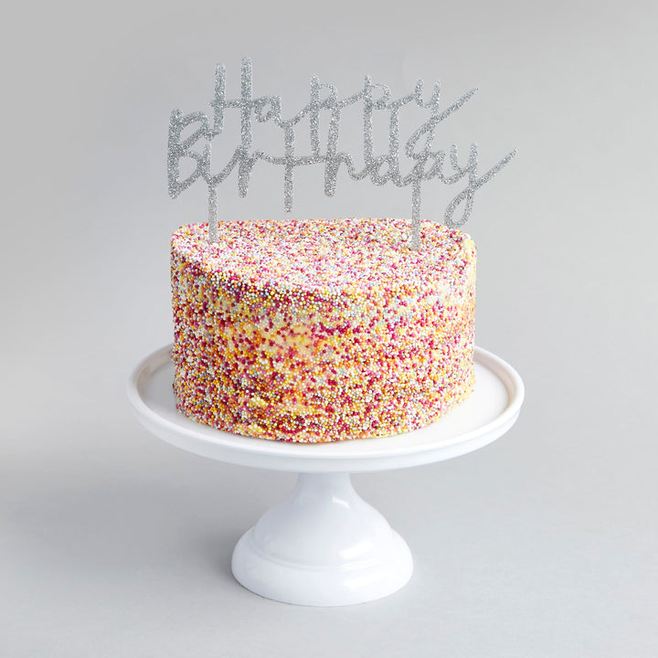 Silver Happy Birthday Cake Topper Cake Topper Silver Happy Birthday Cake Topper