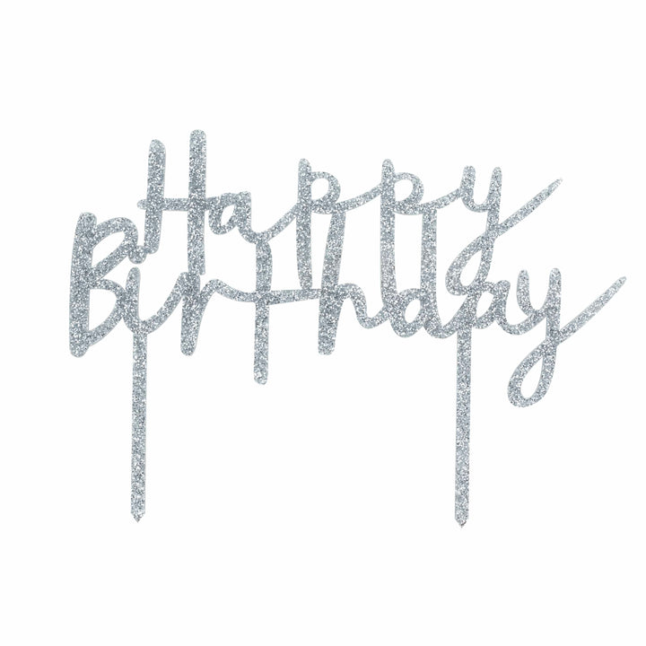 Silver Happy Birthday Cake Topper Cake Topper Silver Happy Birthday Cake Topper