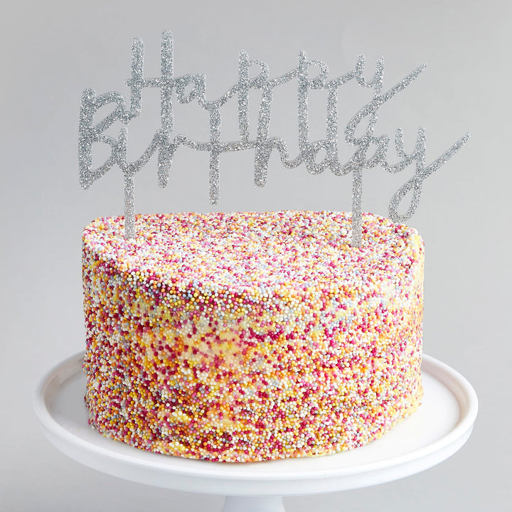 Silver Happy Birthday Cake Topper Cake Topper Silver Happy Birthday Cake Topper