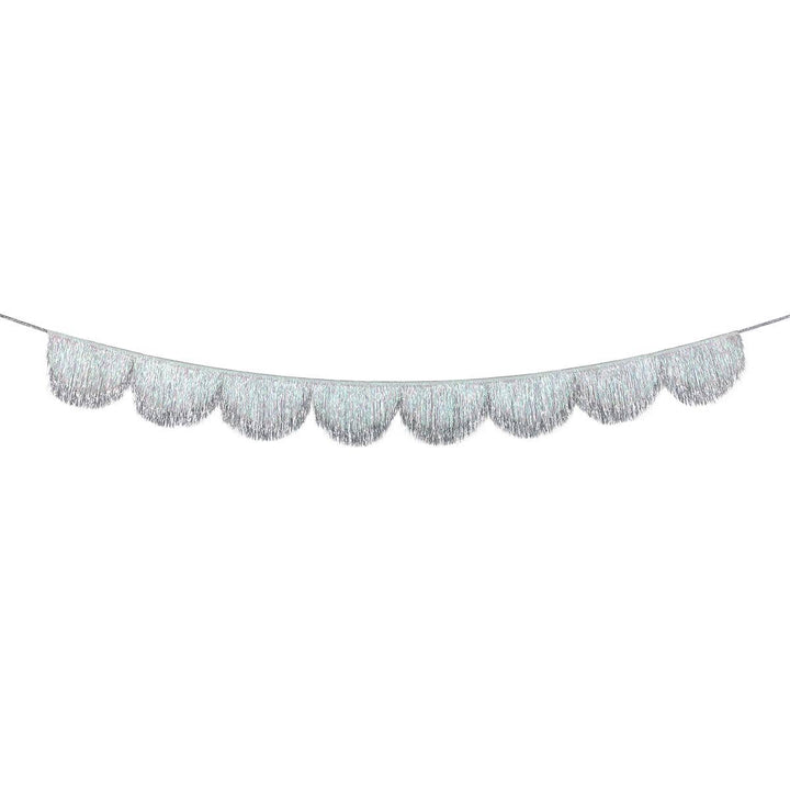 Silver Iridescent Tinsel Scallop Party Garland | Meri Meri Bunting Silver Iridescent Tinsel Scallop Party Garland