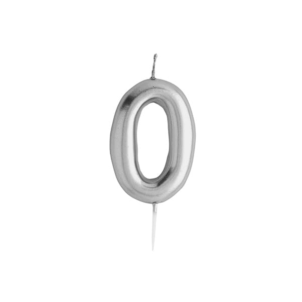 Silver Number 0 Cake Candle Birthday Candles Silver Number 0 Cake Candle