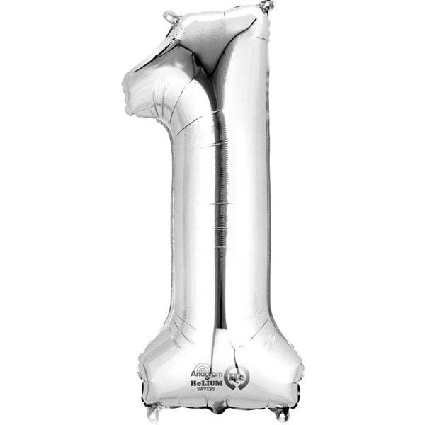 Silver foil number balloons discount